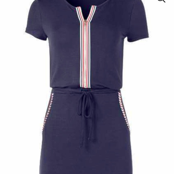 VENUS Navy Zipper Front Dress Size Medium - Picture 4 of 7